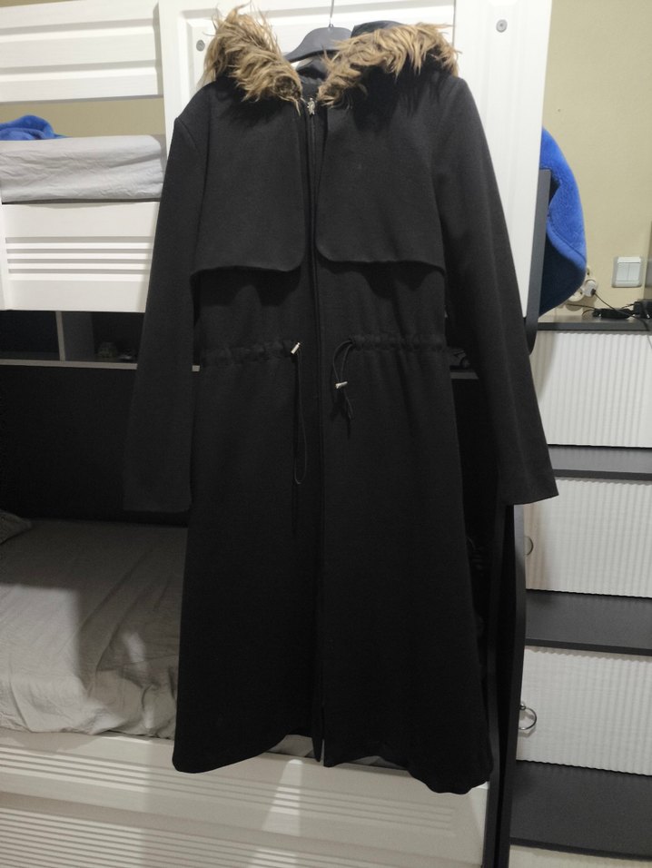 Siyah Uzun Kadın kaban - Görsel 2