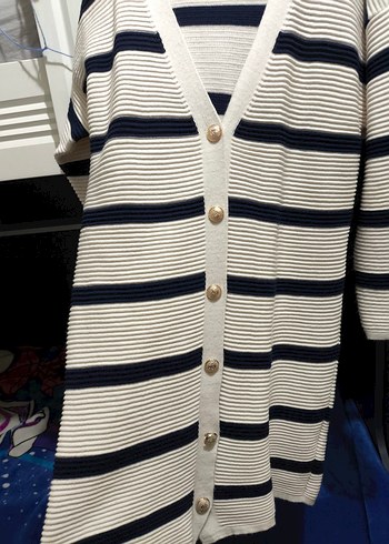 Uzun Kollu Çizgili Kadın Hırka - Görsel 3