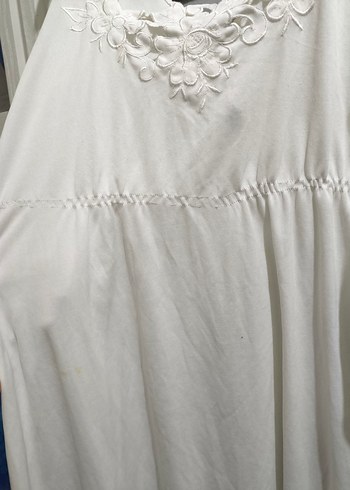 Beyaz Nakışlı Uzun Bohem Kadın Sabahlık - Görsel 6