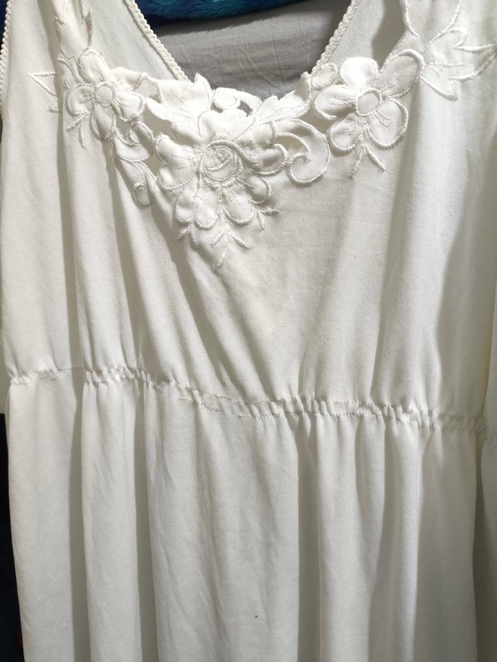 Beyaz Nakışlı Uzun Bohem Kadın Sabahlık - Görsel 5