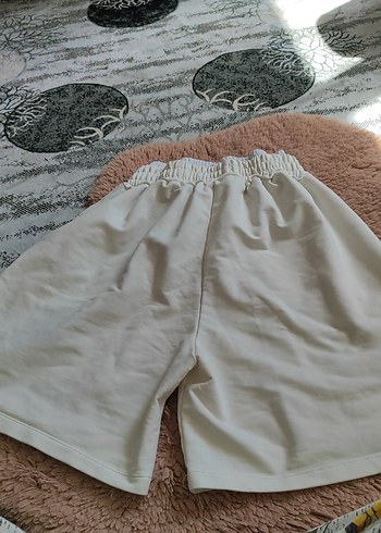 s Beden beyaz Renk Kadın Beyaz Yüksek Bel Keten Şort