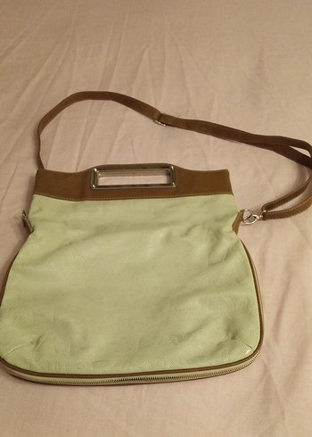 Bej Deri Kadın Çanta Fermuarlı - Görsel 2