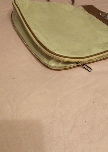 Bej Deri Kadın Çanta Fermuarlı - Görsel 3