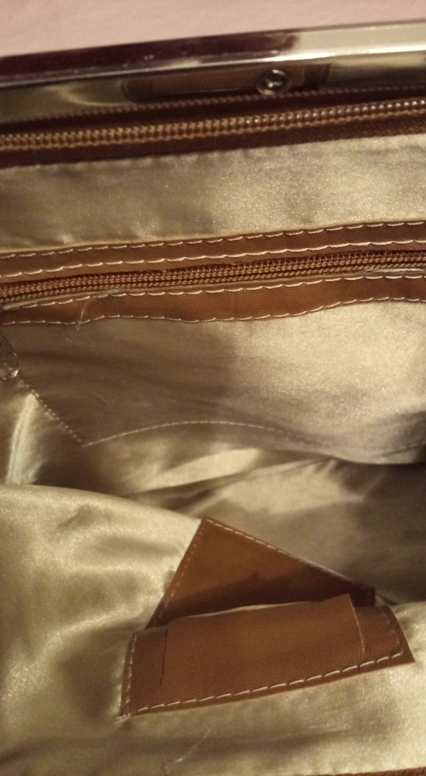 Bej Deri Kadın Çanta Fermuarlı - Görsel 5