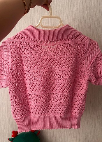 Pembe Örgü Kısa Kollu Kazak-TRİKO - Görsel 4