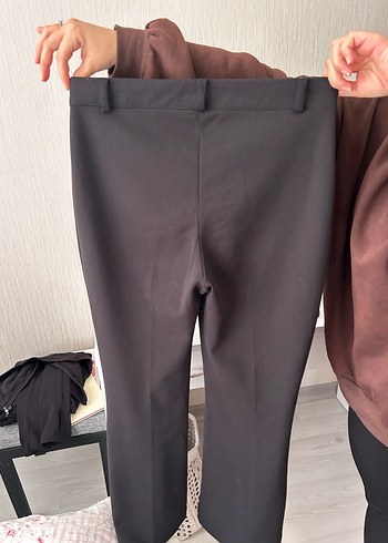 Düğmeli Kadın Kumaş Pantolon - Kahverengi - Görsel 2