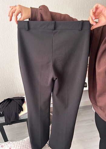 Düğmeli Kadın Kumaş Pantolon - Kahverengi - Görsel 3