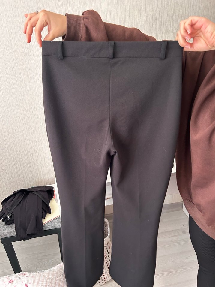 Düğmeli Kadın Kumaş Pantolon - Kahverengi - Görsel 2