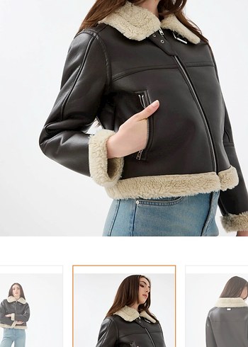 Loft Kahverengi Kürklü Deri Kadın Mont - Görsel 2