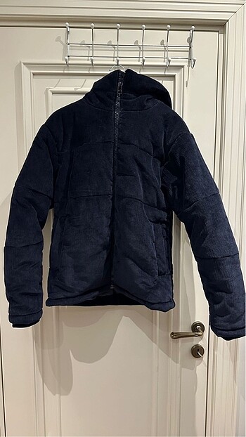 Lacivert Kadife Şişme Mont Unisex
