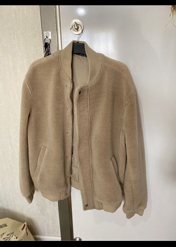 Zara Bej Peluş Kadın Günlük Midi Mont