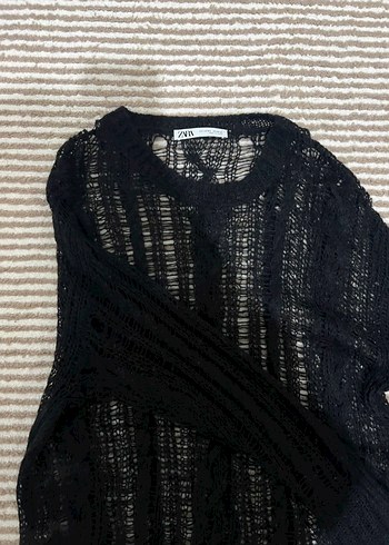 Siyah Örgü Kadın Triko Kazak - Görsel 2