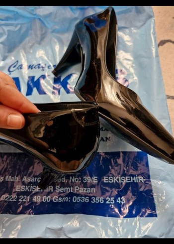 Kadın Siyah Rugan Yüksek Topuklu Stiletto - Görsel 3