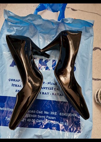 Kadın Siyah Rugan Yüksek Topuklu Stiletto - Görsel 2