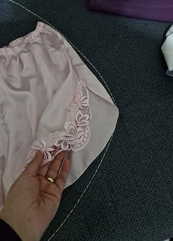 xxl Beden pembe Renk Saten şortlu pijama