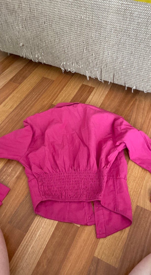 Pembe Düğmeli Uzun Kollu Kadın Gömlek - Görsel 2