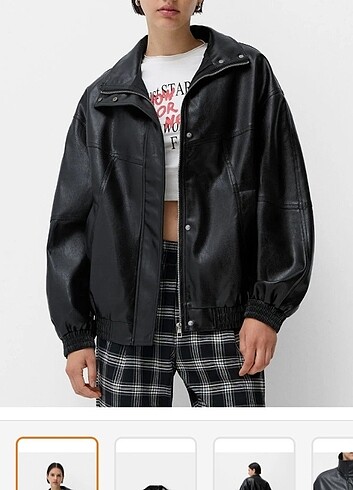 m Beden siyah Renk Bershka oversize deri ceket
