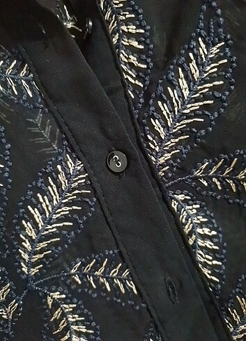 Tül detaylı simli tasarım gömlek S beden  - Görsel 7