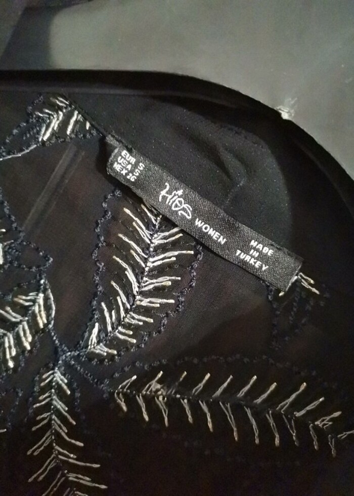 Tül detaylı simli tasarım gömlek S beden  - Görsel 4