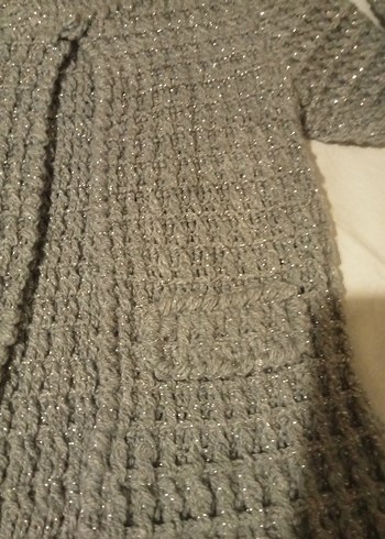 Bej Kadın Örgü Hırka, Uzun Kollu, Salaş Kesim - Görsel 4