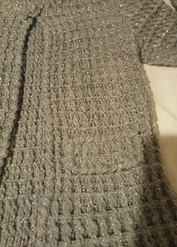 Bej Kadın Örgü Hırka, Uzun Kollu, Salaş Kesim - Görsel 3