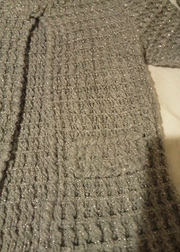 Bej Kadın Örgü Hırka, Uzun Kollu, Salaş Kesim - Görsel 2