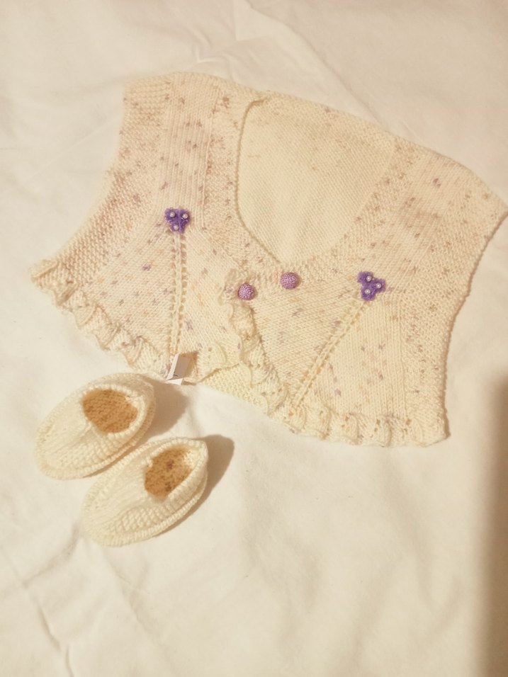 Kız Çocuk Bohem Örgü Beyaz Hırka - Görsel 2