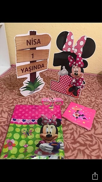 Minnie 1 yaş parti malzemeleri