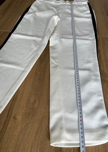 Zara Şeritli Beyaz Straight Pantolon - Görsel 6