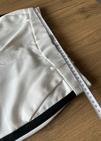 Zara Şeritli Beyaz Straight Pantolon - Görsel 5