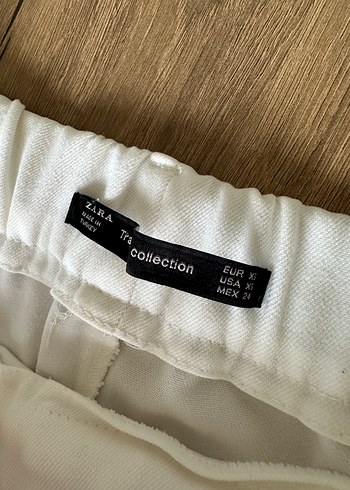 Zara Şeritli Beyaz Straight Pantolon - Görsel 7