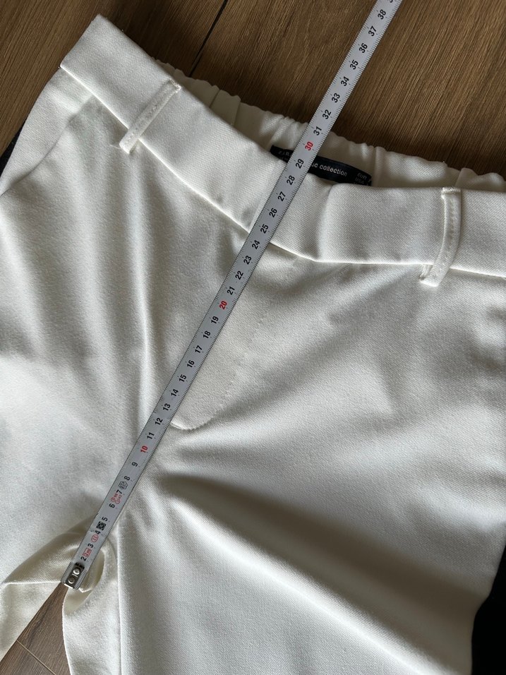 Zara Şeritli Beyaz Straight Pantolon - Görsel 4