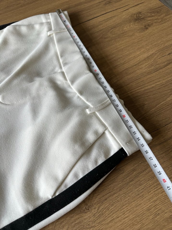 Zara Şeritli Beyaz Straight Pantolon - Görsel 5