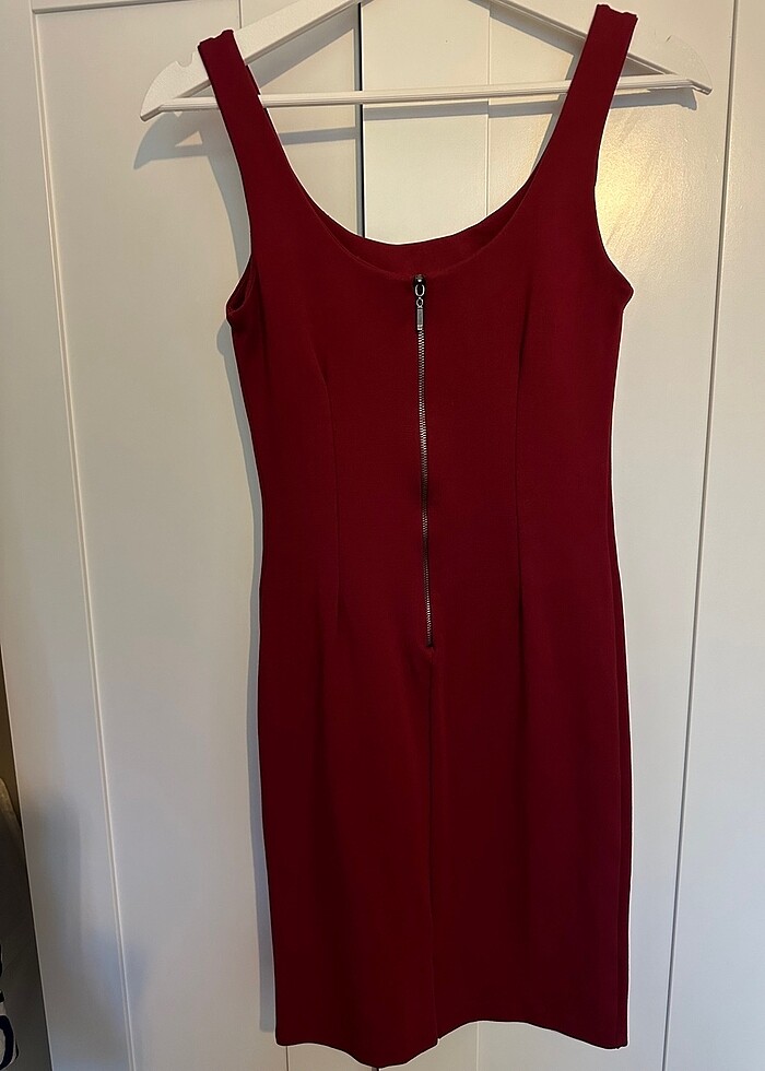 Bordo Kisa Elbise - Görsel 3