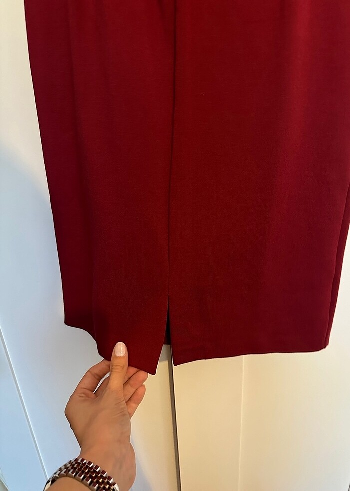 Bordo Kisa Elbise - Görsel 4