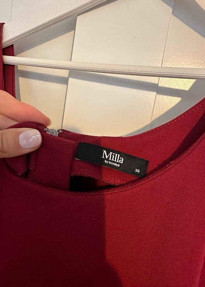 Bordo Kisa Elbise - Görsel 2