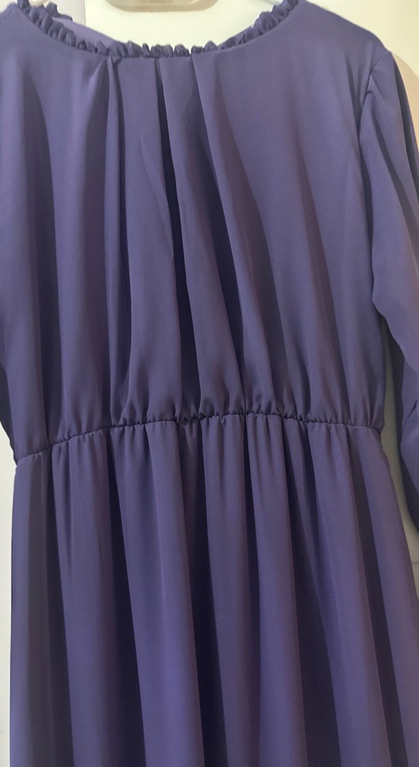 Uzun Mor Fırfırlı Bohem Kadın Elbise - Görsel 2