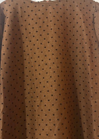 Kahverengi Puantiyeli Uzun Kadın Elbise - Görsel 2