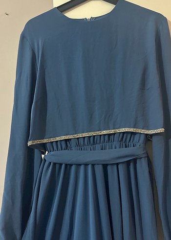 Mavi Uzun Kollu Salaş Uzun Elbise - Görsel 2