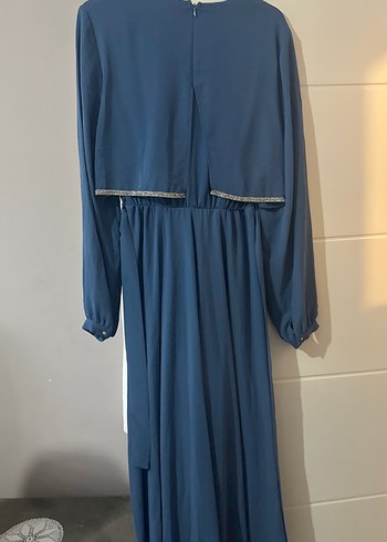 Mavi Uzun Kollu Salaş Uzun Elbise - Görsel 3