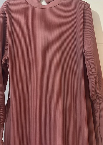 Bej Pilili Uzun Kollu Kadın Elbise - Görsel 2