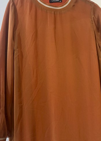 Uzun Parlak Kahverengi Kadın Elbise - Görsel 2