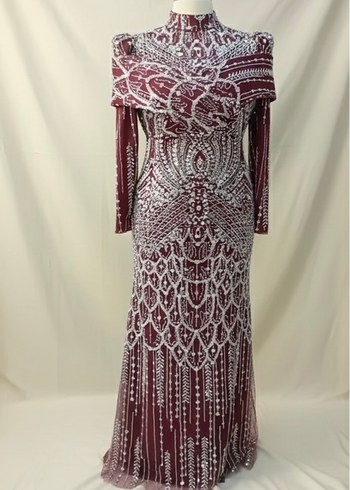 SATILIK Bordo Taşlı abiye SATILIK - Görsel 3