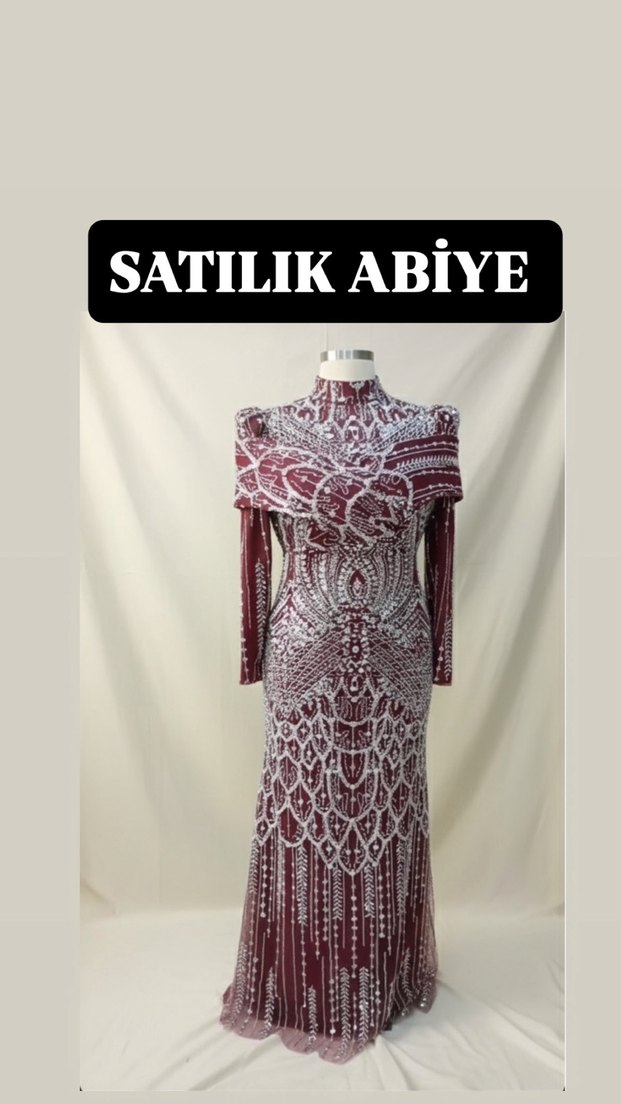 SATILIK Bordo Taşlı abiye  SATILIK - Görsel 2