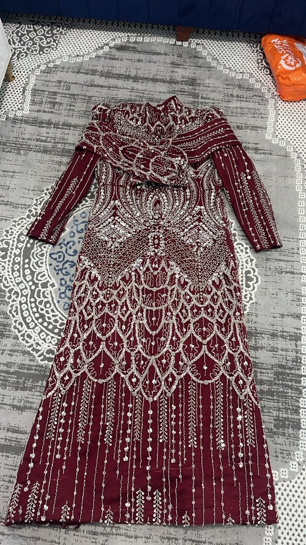 SATILIK Bordo Taşlı abiye  SATILIK - Görsel 4