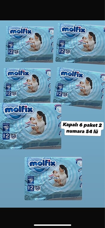 Molfix bebek bezi 2 numara 6 paket kapalı 324 adet