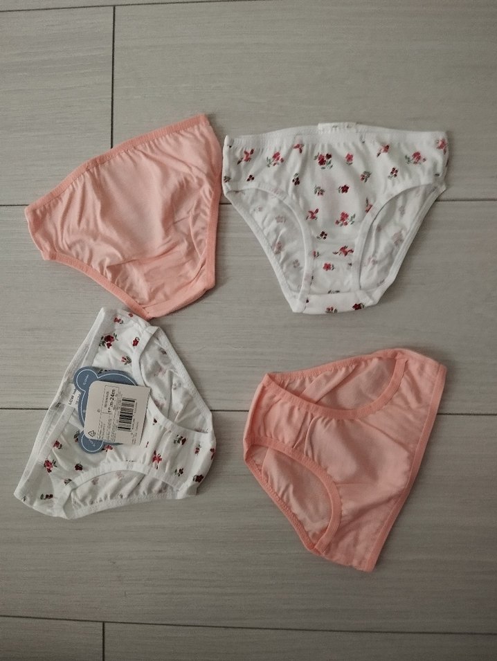 Çiçek Desenli ve Pembe Kız çocuk Külot Seti - Görsel 4