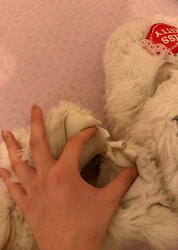 Kürklü Beyaz Nakışlı Kulaklı PANDUFF - Görsel 7