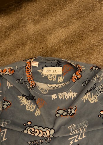 Gri Baskılı Uzun Kollu Rahat Pijama Takımı - Görsel 5