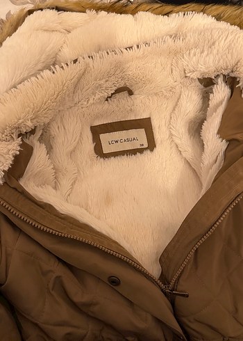 Kadın Bej Süet Kürklü Midi Kışlık mont - Görsel 2